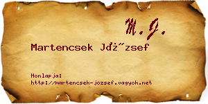 Martencsek József névjegykártya